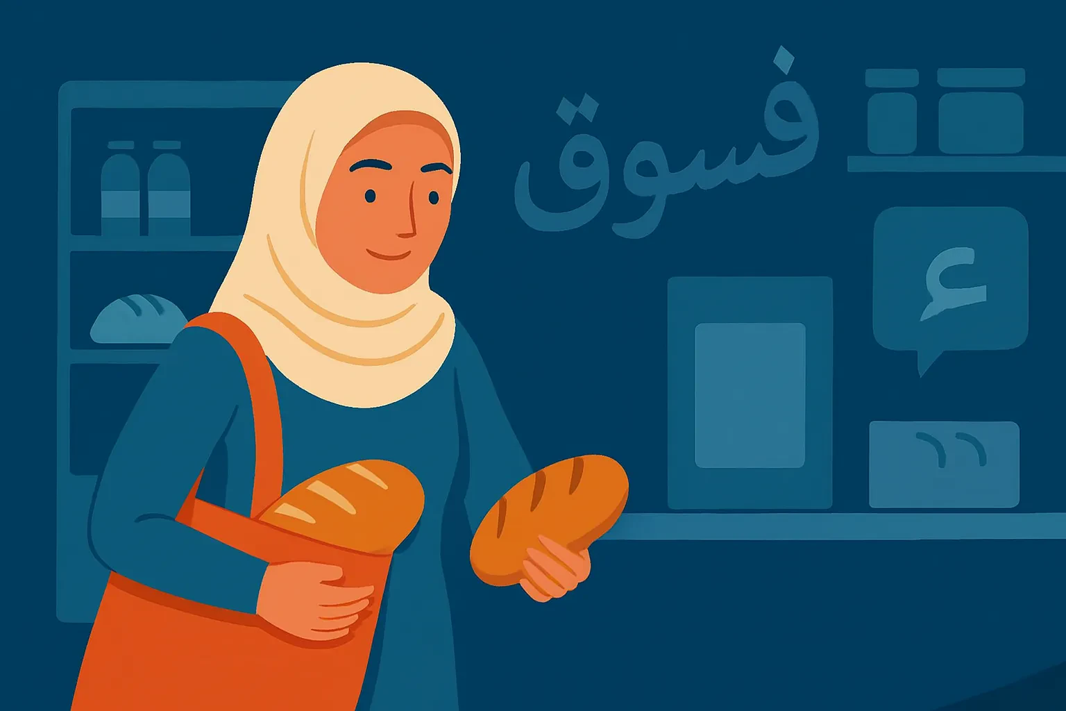 Arabic text with translation and audio (In the store)